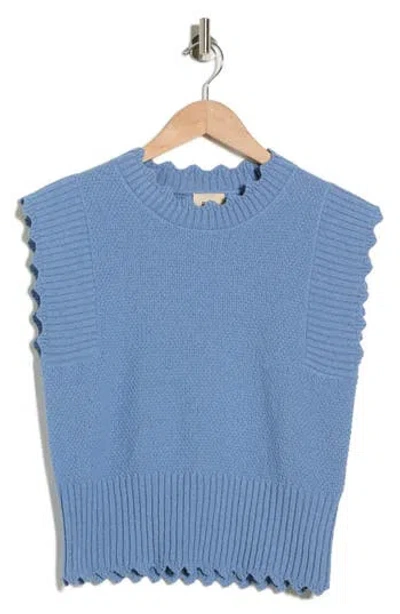 Elie Elie Tahari Scalloped Sleeveless Sweater In Blue
