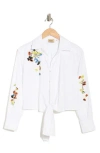 Elie Elie Tahari Sequin Flower Long Sleeve Top In White