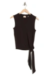 Elie Elie Tahari Side Tie Crewneck Tank In Black