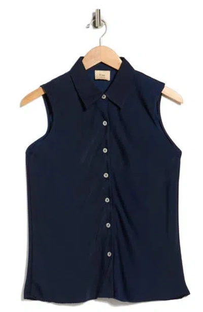 Elie Elie Tahari Sleeveless Button-up Shirt In Blue