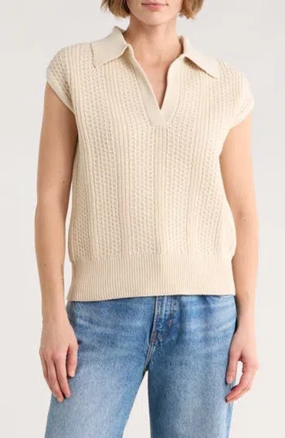 Elie Elie Tahari Sleeveless Cotton Polo Sweater In Brown