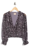 Elie Elie Tahari Smocked Leopard Print Top In Grey Ground Graphic Cheetah