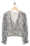 Elie Elie Tahari Smocked Leopard Print Top In Ivory Ground Graphic Cheetah