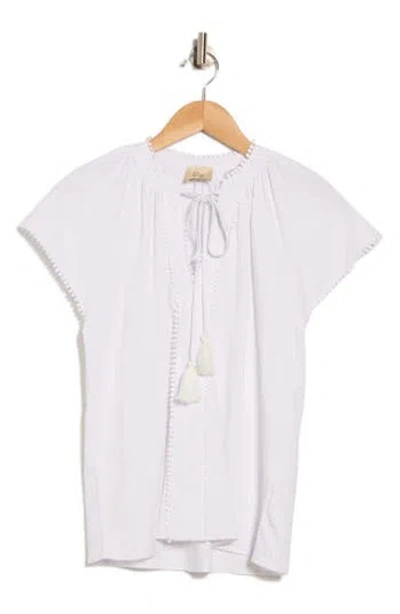 Elie Elie Tahari Split Neck Short Sleeve Top