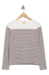 Elie Elie Tahari Stripe Long Sleeve Knit Top In White