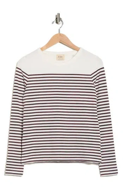 Elie Elie Tahari Stripe Long Sleeve Knit Top In White