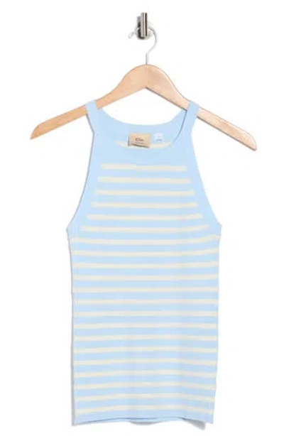 Elie Elie Tahari Stripe Rib Sleeveless Sweater In Blue