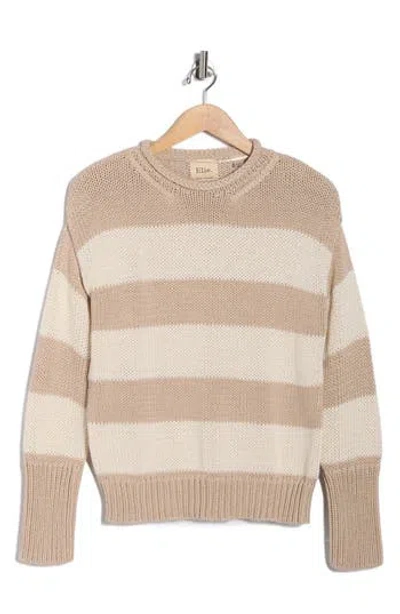 Elie Elie Tahari Stripe Roll Neck Cotton Sweater
