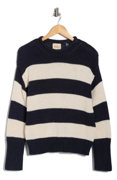 Elie Elie Tahari Stripe Roll Neck Cotton Sweater In Multi