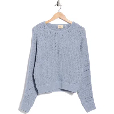 Elie Elie Tahari Textured Dolman Sleeve Cotton Sweater In Blue