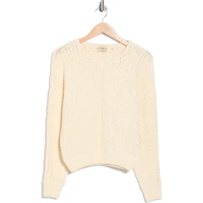 Elie Elie Tahari Textured Dolman Sleeve Cotton Sweater In White