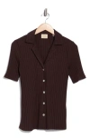 Elie Elie Tahari Textured Stripe Short Sleeve Button-up Shirt