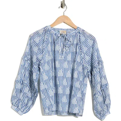 Elie Elie Tahari Tie Keyhole Long Sleeve Top In Blue