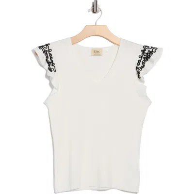 Elie Elie Tahari V-neck Ruffle Sleeve Top