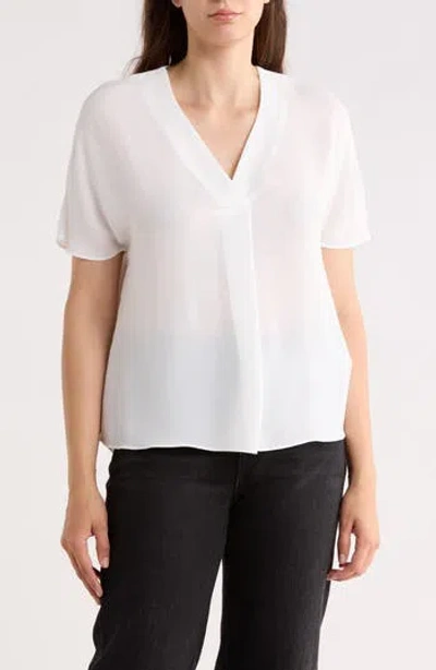 Elie Elie Tahari V-neck Short Sleeve Top In White
