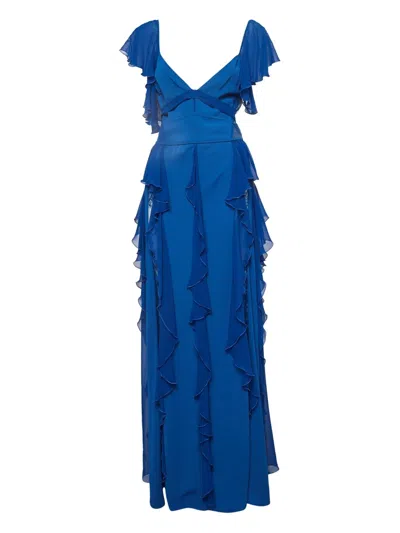 Pre-owned Elie Saab 2024 Georgette Dress In Blue
