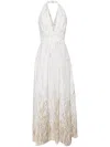 Elie Saab Embroidered Halterneck Cotton-blend Gown In White