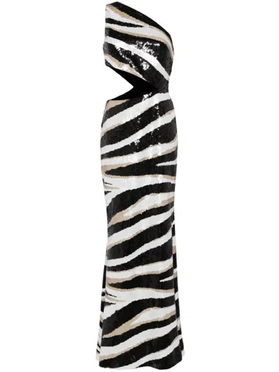 Elie Saab Asymmetric Sequin Dress In Black
