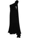 Elie Saab Asymmetric Silk Gown In Black