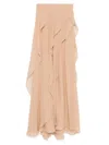 Elie Saab Layered Silk Maxi Skirt