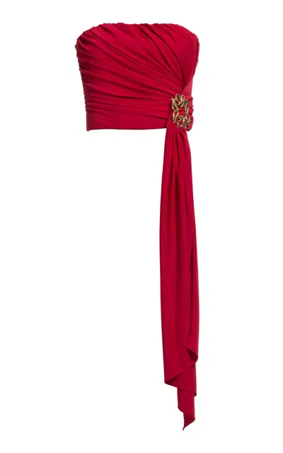 Elie Saab Asymmetrical Draped Corset In Red