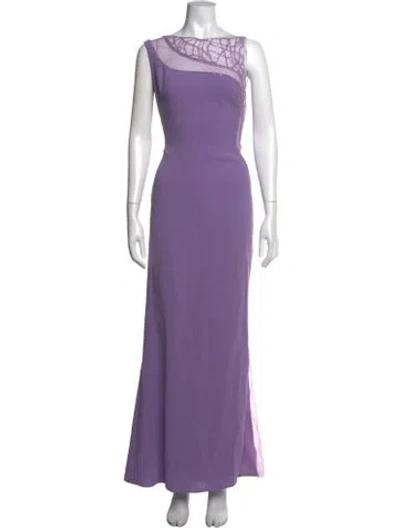 Pre-owned Elie Saab Asymmetrical Long Dress In Purple