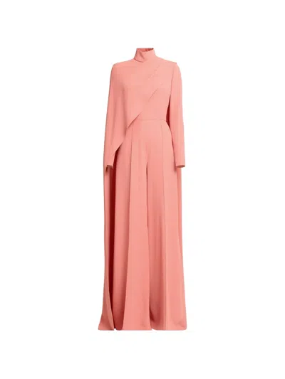 Elie Saab Asymmetrical-cape Jumpsuit In Pink