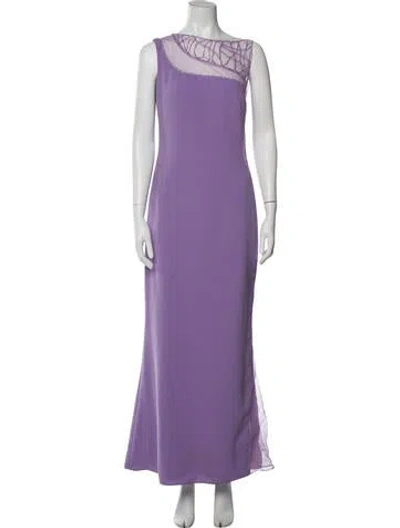 Pre-owned Elie Saab Bateau Neckline Long Dress In Purple