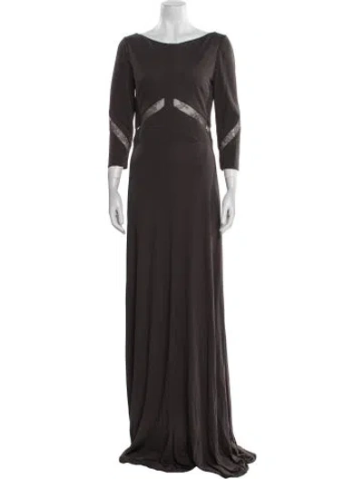 Pre-owned Elie Saab Bateau Neckline Long Dress W/ Tags In Gray