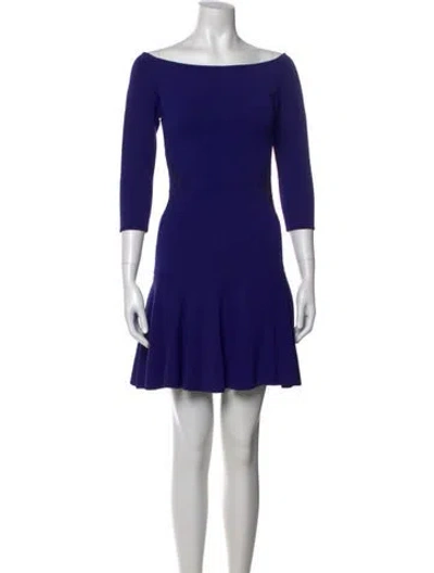 Pre-owned Elie Saab Bateau Neckline Mini Dress In Blue