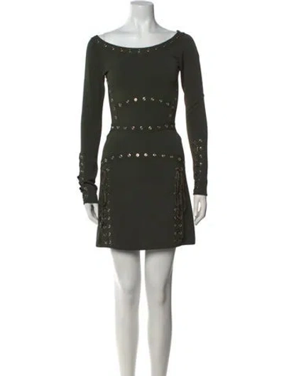 Pre-owned Elie Saab Bateau Neckline Mini Dress In Green