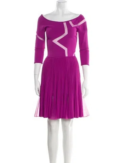 Pre-owned Elie Saab Bateau Neckline Mini Dress In Purple
