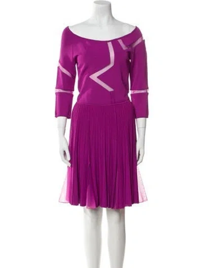 Pre-owned Elie Saab Bateau Neckline Mini Dress In Purple