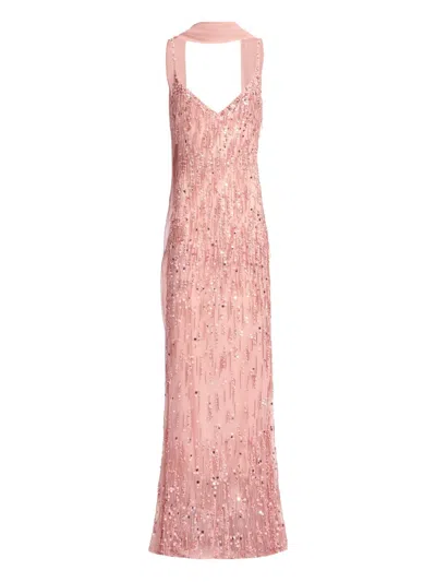 Elie Saab Bead-embellished Maxi Dress In Pink