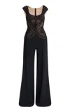 Elie Saab Bead Embroidered Cady Jumpsuit