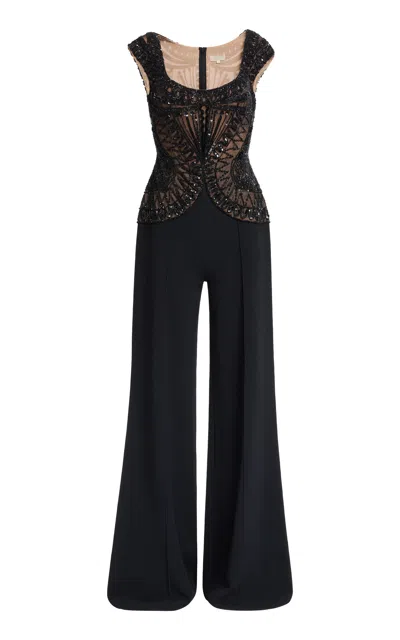 Elie Saab Bead Embroidered Cady Jumpsuit