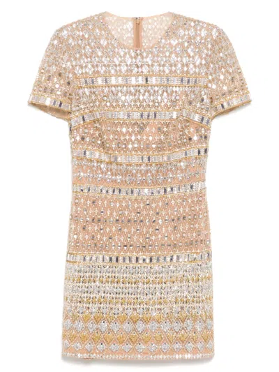 Elie Saab Bead-embroidered Dress In Brown