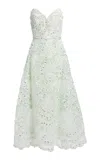 Elie Saab Bead Embroidered Long Dress In Green