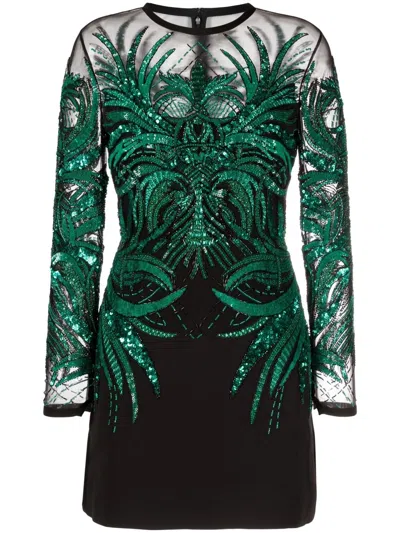 Elie Saab Bead-embroidered Minidress In Green