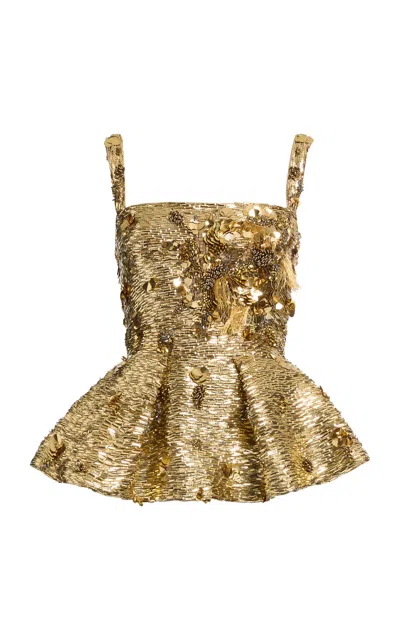 Elie Saab Bead Embroidered Top In Brown