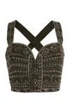 Elie Saab Beaded Cady Bustier In Multi