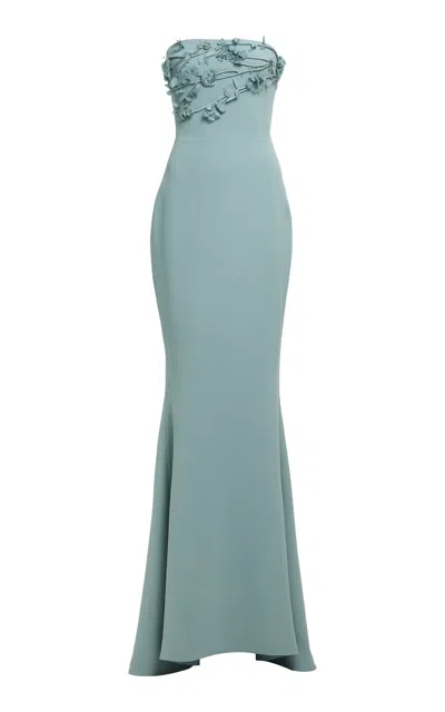 Elie Saab Beaded Cady Maxi Dress In Multi