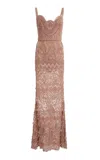 Elie Saab Beaded Maxi Dress In Nude
