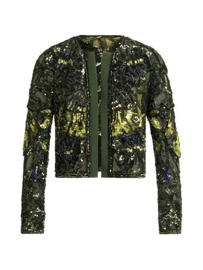 Elie Saab Bead-embroidered Jacket In Green
