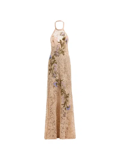 Elie Saab Bead-embroidered Maxi Dress In Neutral