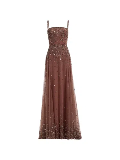 Elie Saab Bead-embroidered Maxi Dress In Purple