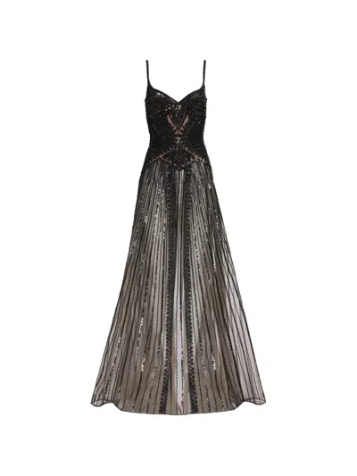 Elie Saab Bead-embroidered Sequin-embellished Dress In Black