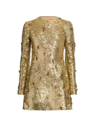 Elie Saab Bead-embroidered Sequinned Mini Dress In Gold