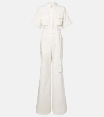 Elie Saab Belted Cotton Jumpsuit In White