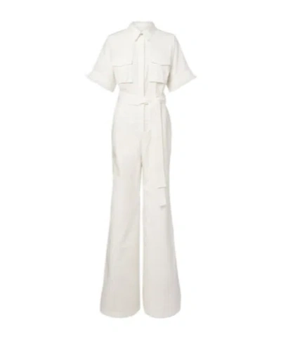 Elie Saab Belted Cotton Jumpsuit In White